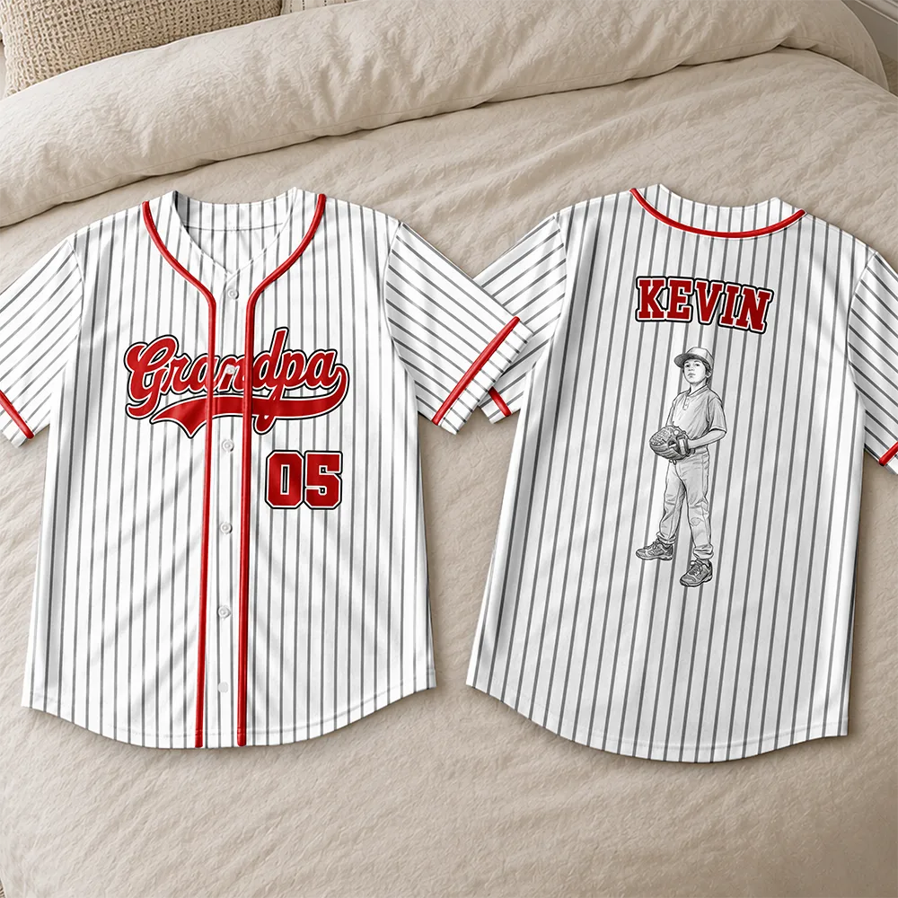 Baseball, Art Design, Back To School, Proud, Custom Photo, Family, Summer, Photo - Pencil Sketch - White BG - Custom Photo Pencil Sketch Art Family Mommy Daddy Baseball - Personalized Baseball Jersey Shirt