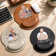Gift For Father,Custom Photo,Art Design,Sentimental,Photo - Faceless Portrait - Custom Photo Faceless Portrait We Love You Best Dad Papa Ever - Personalized Leather Mouse Pad