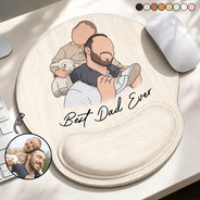 Gift For Father,Custom Photo,Art Design,Sentimental,Photo - Faceless Portrait - Custom Photo Faceless Portrait We Love You Best Dad Papa Ever - Personalized Leather Mouse Pad