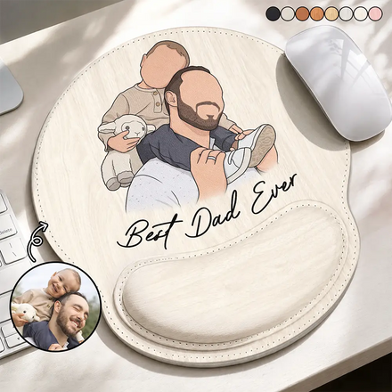 Custom Photo Faceless Portrait We Love You Best Dad Papa Ever - Personalized Leather Mouse Pad