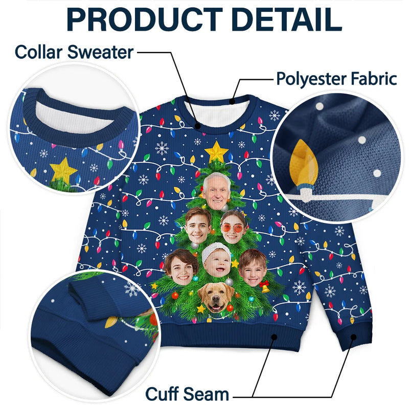 Gift For Couples,Gift For Husband,Gift For Wife,Gift For Boyfriend,Gift For Girlfriend,Parents,Gift For Women,Gift For Yourself,Gift For Men,Gift For Mother,Gift For Grandpa,Gift For Father,Gift For Grandma,Gift For Sibling,Gift For Sisters,Gift For Brothers,Family,Gift For Bestie,Gifts For Colleagues,Funny,Christmas - Custom Photo Family And Friends On Christmas Tree - Personalized Unisex Ugly Sweater