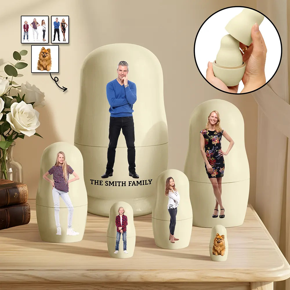 Custom Photo Family Couple Besties - Personalized Portrait Nesting Doll
