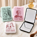 Gift For Yourself, Gift For Women, Custom Photo, Art Design, Sentimental, Photo - Pencil Sketch - Remove BG - Custom Photo Family Couple Pet Pencil Sketch Toile De Jouy - Personalized LED Compact Mirror
