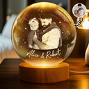 Gift For Father,Gift For Mother,Custom Photo,Happy,Photo - Custom Photo Family Dad Mom And Kids Starlit Sky - Personalized Crystal Globe Lamp