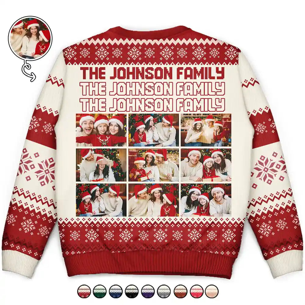 Custom Photo,Christmas,Family,Happy-Custom Photo Family Gathering Festive Vibe - Personalized Unisex Ugly Sweater