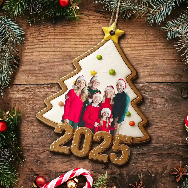 Custom Photo,Family,Christmas,Happy - Custom Photo Family Keepsake - Personalized Custom Shaped Wooden Ornament