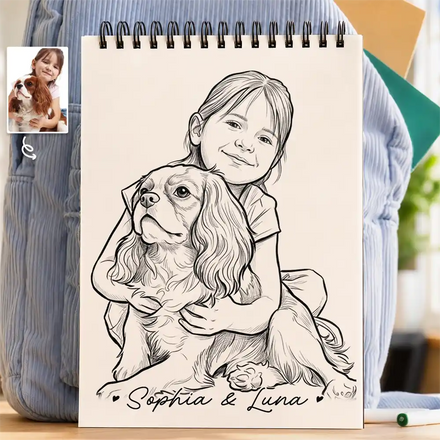 Custom Photo Family Kids Pets Pencil Sketch - Personalized Sketchbook