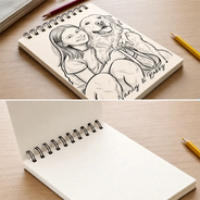 Back To School, Custom Photo, Art Design, Gift For Daughter, Gift For Children, Adorable, Photo - Pencil Sketch - Bold - Custom Photo Family Kids Pets Pencil Sketch - Personalized Sketchbook