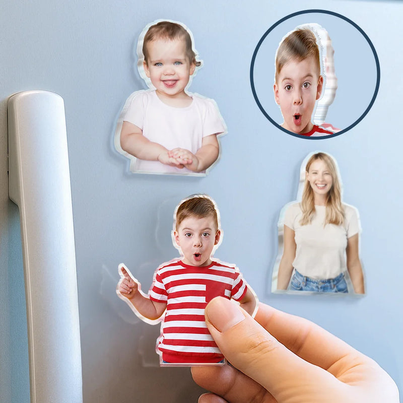 Non-Eng,Family - Custom Photo Family Member With Names - Personalized Acrylic Fridge Magnet