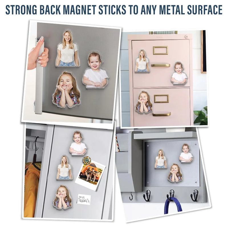 Non-Eng,Family - Custom Photo Family Member With Names - Personalized Acrylic Fridge Magnet