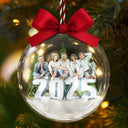 Christmas,Family,Happy - Custom Photo Family Siblings Best Friends - Personalized 3D Acrylic Ball Ornament