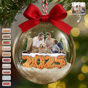 Christmas,Family,Happy - Custom Photo Family Siblings Best Friends - Personalized 3D Acrylic Ball Ornament