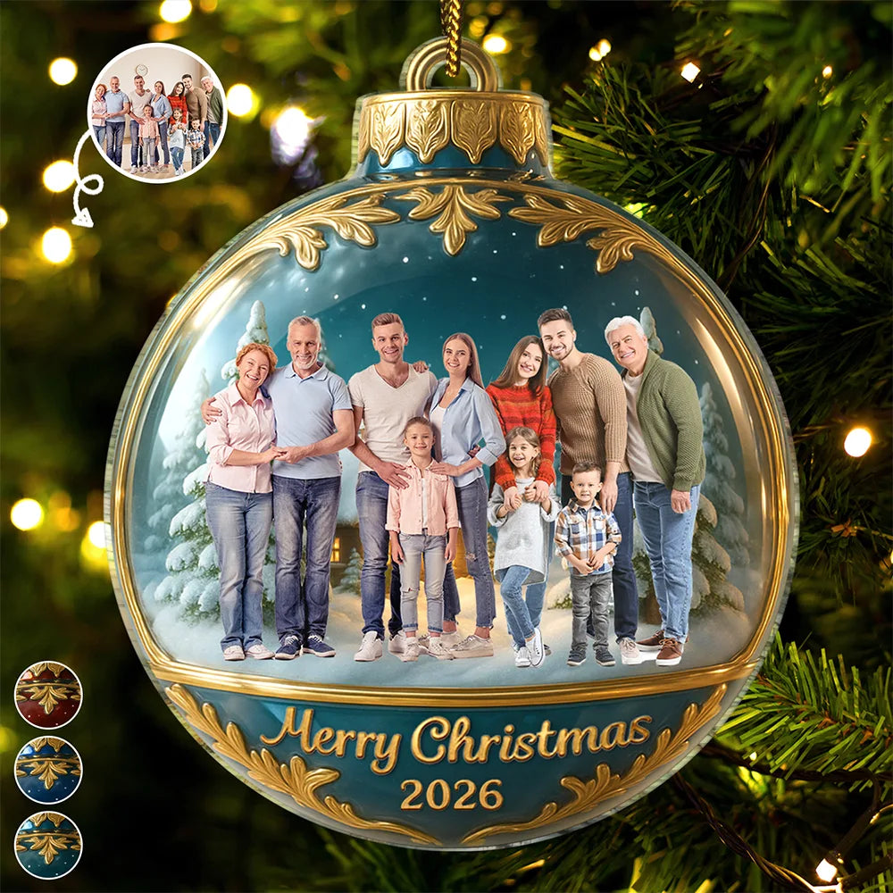 Family,Pet Lovers,Pet Mom,Pet Dad,Pet Couple,Dog Lovers,Dog Couple,Dog Mom,Dog Dad,Cat Lovers,Cat Mom,Cat Dad,Cat Couple,Happy,Gift For Grandpa,Gift For Grandma,Gift For Grandkids,Top Market,Christmas - Custom Photo Family Together - Personalized Custom Shaped Acrylic Ornament