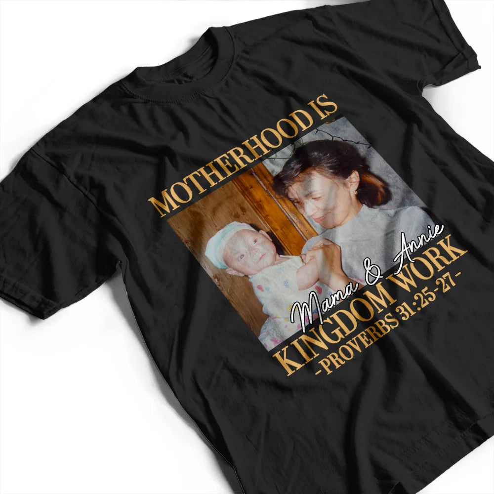 Christian,Gift For Men,Dad - Children,Gift For Father,Gift For Husband,Non-Eng,Photo,Devoted - Custom Photo Fatherhood Is Kingdom Work - Personalized T Shirt