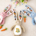 Adorable,Back To School,Gift For Kids,Icon,Photo Collage - Custom Photo Faux Embroidery Effect Chenille Animal & Alphabet Letters - Personalized Soft Toy Bunny