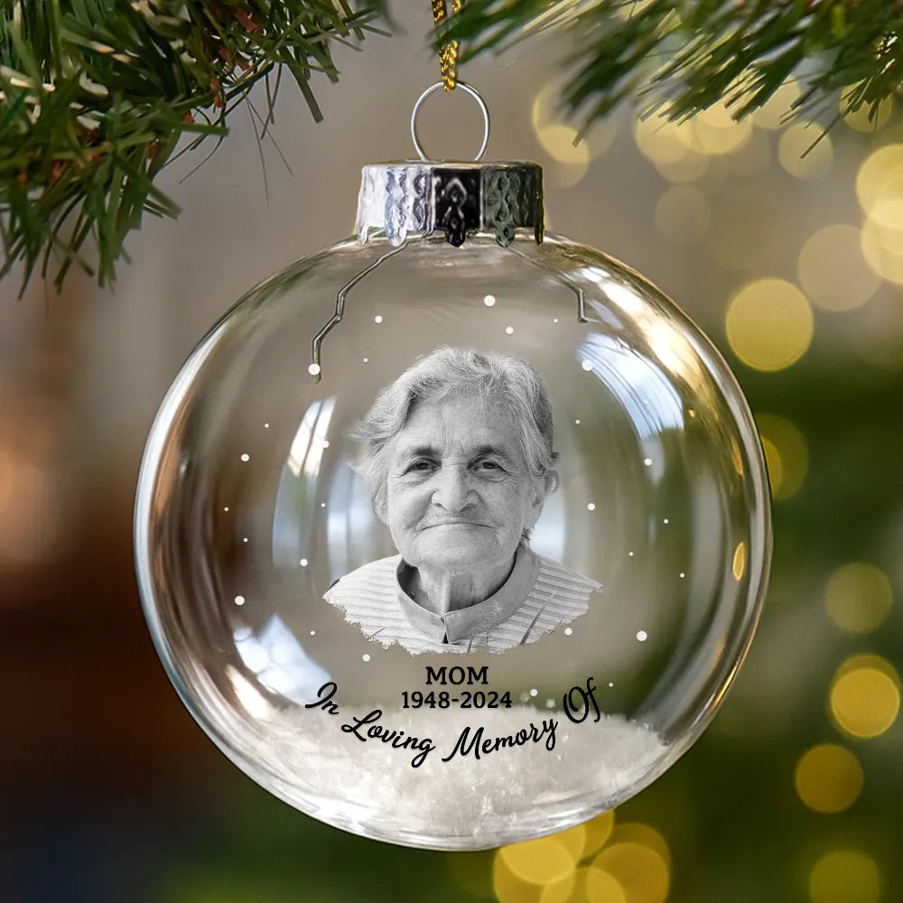 Christmas, Custom Photo, Memorial, Dad - Children, Sad - Custom Photo Feather Appears When Dad Is Near - Personalized Glass Bauble Ornament