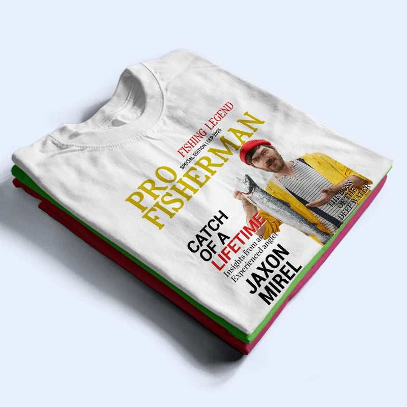 Gift For Father,Gift For Grandpa,Custom Photo,Happy - Custom Photo Fisherman Of The Year - Personalized T Shirt