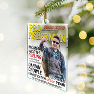 Christmas,Gift For Men,Fishing,Custom Photo,Gift For Yourself,Remove BG Photo,Happy - Custom Photo Fisherman Of The Year Gift For Dad Husband - Personalized Custom Shaped Acrylic Ornament