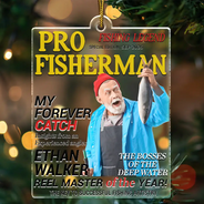Christmas,Gift For Men,Fishing,Custom Photo,Gift For Yourself,Remove BG Photo,Happy - Custom Photo Fisherman Of The Year Gift For Dad Husband - Personalized Custom Shaped Acrylic Ornament