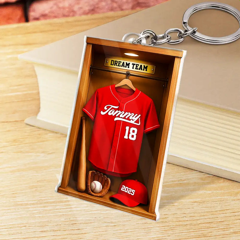 Football,Happy - Custom Photo Football Soccer Locker 3D Effect - Personalized Acrylic Keychain