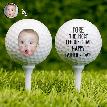 Custom Photo Fore The Most Tee-Rific Dad - Personalized Golf Ball