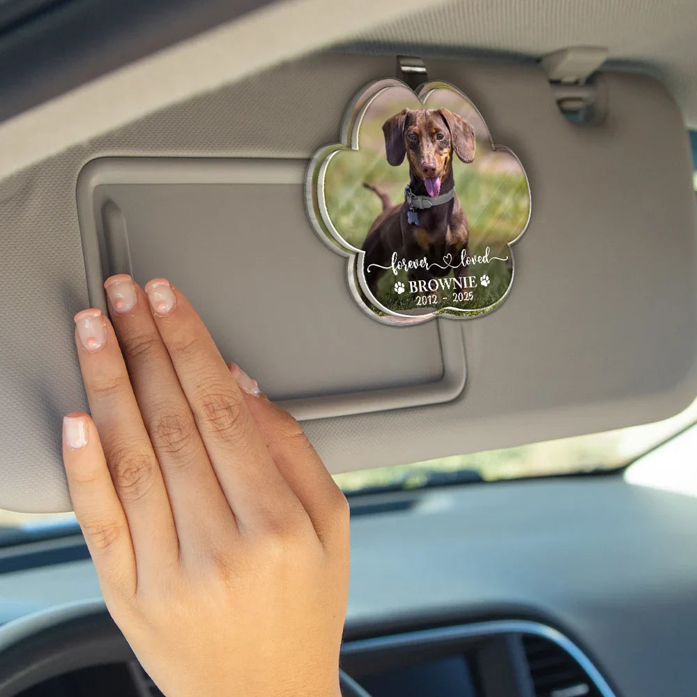 Custom Photo, Sad, Memorial, Pet Lovers, Dog Lovers, Cat Lovers - Custom Photo Forever In My Heart - Personalized Custom Shaped Acrylic Car Visor Clip