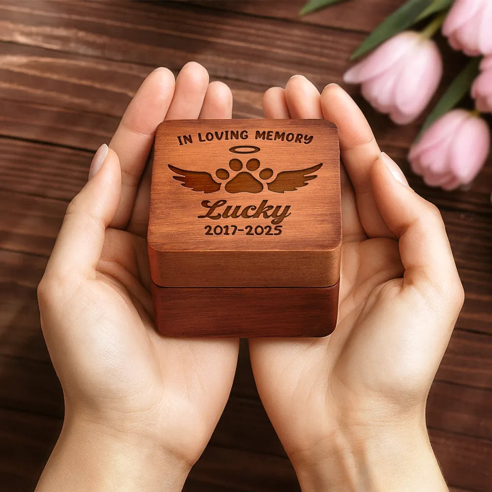 Pet Lovers,Pet Mom,Pet Dad,Pet Couple,Dog Lovers,Dog Mom,Dog Dad,Dog Couple,Cat Lovers,Cat Mom,Cat Dad,Cat Couple,Memorial,Sad - Custom Photo Forever In My Heart - Personalized Wooden Accordion Photo Box