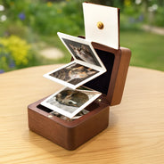 Pet Lovers,Pet Mom,Pet Dad,Pet Couple,Dog Lovers,Dog Mom,Dog Dad,Dog Couple,Cat Lovers,Cat Mom,Cat Dad,Cat Couple,Memorial,Sad - Custom Photo Forever In My Heart - Personalized Wooden Accordion Photo Box