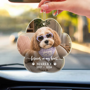 Custom Photo, Pet Lovers, Memorial, Sympathetic, Dynamic Photo - Custom Photo Forever In My Heart Dog Cat Memorial - Personalized Acrylic Car Hanger