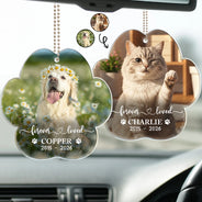 Custom Photo, Pet Lovers, Memorial, Sympathetic, Dynamic Photo - Custom Photo Forever In My Heart Dog Cat Memorial - Personalized Acrylic Car Hanger