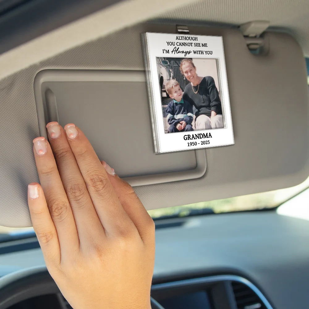 Sad, Memorial, Dog Lovers, Cat Lovers, Pet Lovers, Family, Parents, Gift For Grandparents - Custom Photo Forever In My Heart Memorial - Personalized Custom Shaped Acrylic Car Visor Clip