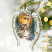 Christmas,Pet Lovers,Memorial - Custom Photo Forever In My Heart Paw Angel Wings - Personalized Custom Shaped Acrylic Ornament
