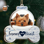 Sentimental,Christmas,Custom Photo,Pet Lovers,Memorial,Upload Full Photo - Custom Photo Forever In My Heart Pet Memorial - Personalized 2-Layered Wooden Ornament