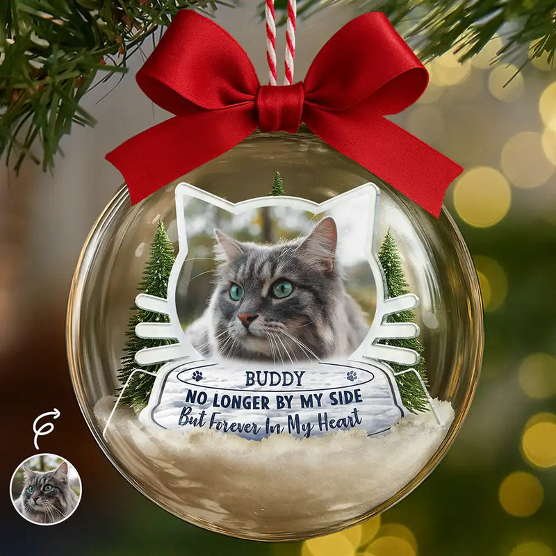Sentimental,Christmas,Custom Photo,Pet Lovers,Memorial,Upload Full Photo - Custom Photo Forever In My Heart Pet Memorial - Personalized 3D Acrylic Ball Ornament