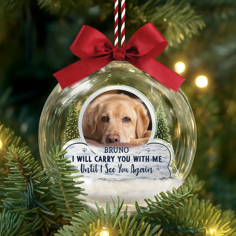 Sentimental,Christmas,Custom Photo,Pet Lovers,Memorial,Upload Full Photo - Custom Photo Forever In My Heart Pet Memorial - Personalized 3D Acrylic Ball Ornament