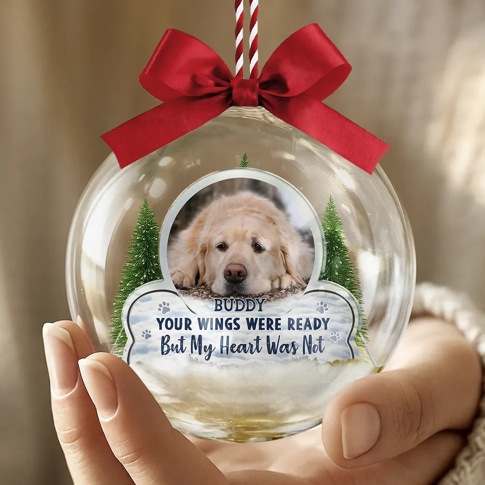 Sentimental,Christmas,Custom Photo,Pet Lovers,Memorial,Upload Full Photo - Custom Photo Forever In My Heart Pet Memorial - Personalized 3D Acrylic Ball Ornament