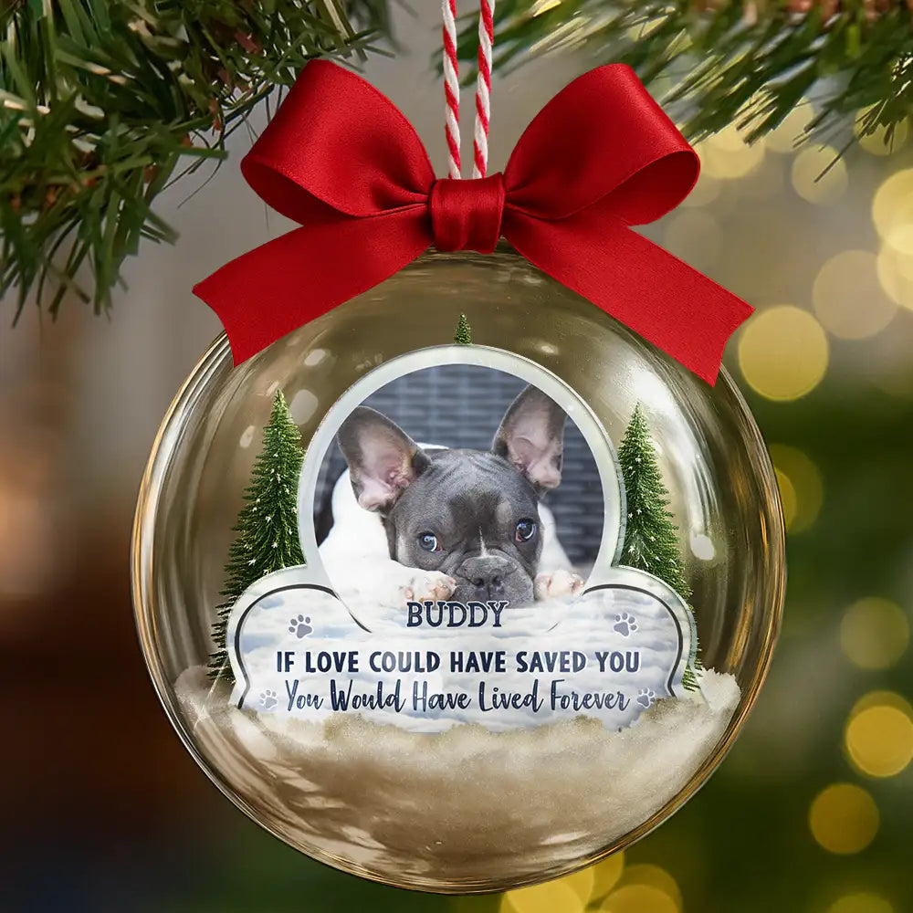 Sentimental,Christmas,Custom Photo,Pet Lovers,Memorial,Upload Full Photo - Custom Photo Forever In My Heart Pet Memorial - Personalized 3D Acrylic Ball Ornament