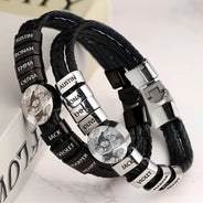 Gift For Father, Parents, Gift For Mother, New Dad, Happy, Gift For Husband - Custom Photo Forever Love Dad Mom Children Family - Personalized Leather Braided Bracelet