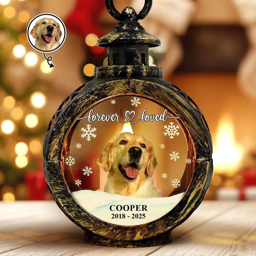 Custom Photo Forever Loved Memorial Dog Cat - Personalized Candlelight Lantern Ornament