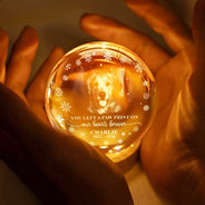 Sad,Memorial,Dog Lovers,Pet Lovers,Cat Lovers - Custom Photo Forever Loved Memorial Dog Cat - Personalized Crystal Globe Lamp