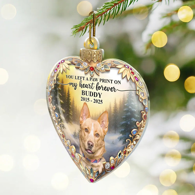Pet Lovers,Cat Lovers,Dog Lovers,Sad,Memorial - Custom Photo Forever Loved Memorial Dog Cat - Personalized Custom Shaped Acrylic Ornament