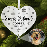 Sad,Memorial,Dog Lovers,Pet Lovers,Cat Lovers,Christmas - Custom Photo Forever Loved Memorial Dog Cat - Personalized Custom Shaped Photo Projection Ornament