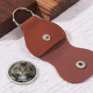 Pet Lovers,Cat Lovers,Dog Lovers,Sad,Memorial - Custom Photo Forever Loved Memorial Dog Cat - Personalized Leather Pocket Hug