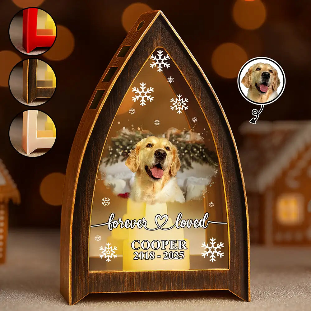 Custom Photo Forever Loved Memorial Dog Cat - Personalized Tabletop Lantern Light