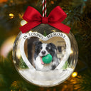 Pet Lovers, Cat Lovers, Dog Lovers, Sad, Memorial, Christmas - Custom Photo Forever Loved Memorial Dog Cat Family - Personalized 3D Acrylic Ball Ornament