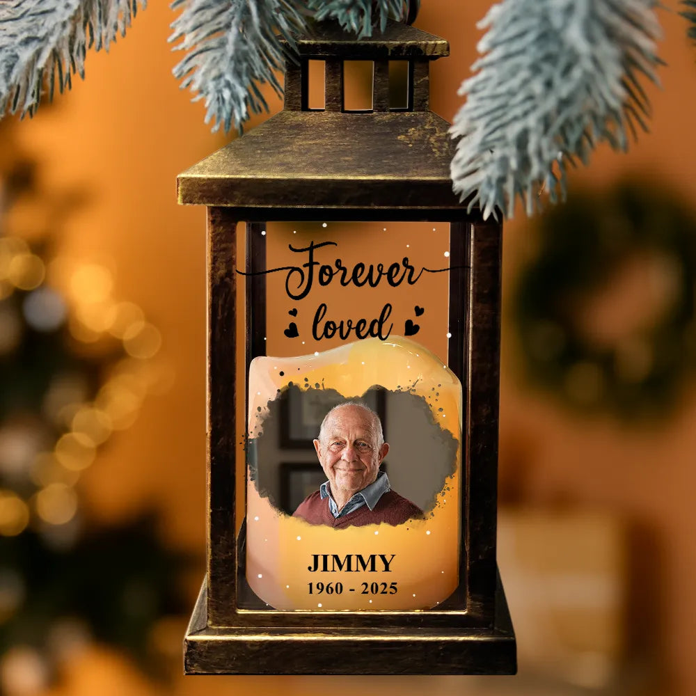 Pet Lovers,Cat Lovers,Dog Lovers,Sad,Memorial - Custom Photo Forever Loved Memorial Dog Cat Family - Personalized LED Candle Lantern