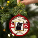 Pet Lovers,Pet Mom,Pet Dad,Dog Lovers,Dog Mom,Dog Dad,Cat Lovers,Cat Mom,Cat Dad,Christmas,Love - Custom Photo Frame First Christmas Dog Cat - Personalized 2-Layered Wooden Ornament