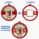 Pet Lovers,Pet Mom,Pet Dad,Dog Lovers,Dog Mom,Dog Dad,Cat Lovers,Cat Mom,Cat Dad,Christmas,Love - Custom Photo Frame First Christmas Dog Cat - Personalized 2-Layered Wooden Ornament