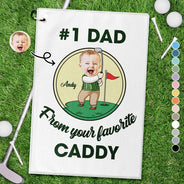 Funny,Gift For Father,Sport Dad,Dad's Hobby,Golf - Custom Photo From Your Favorite Caddy Daddy Papa - Personalized Golf Towel