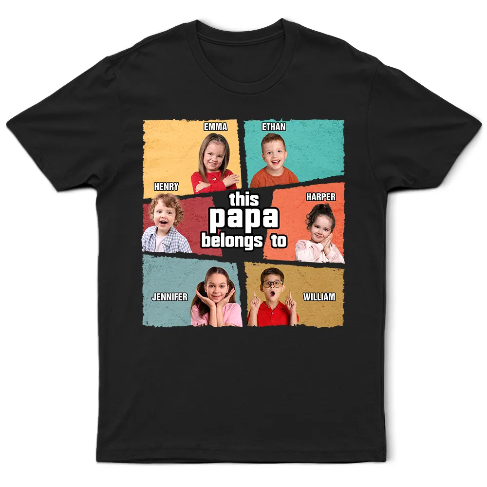 Custom Photo Fun This Dad Papa Grandpa Belong To - Personalized T Shirt
